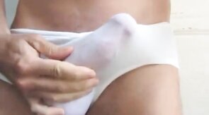 Big Cock Bulging Out of Briefs