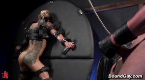 Hard Gay BDSM Bondage Wheel Fuck Play