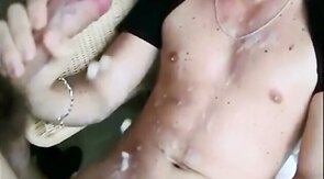 Big-Cock Handjob Twinks Stroke Each Other's Huge Cocks