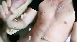 Big-Cock Handjob Twinks Stroke Each Other's Huge Cocks