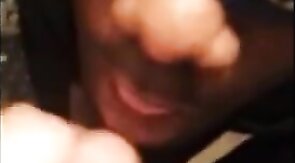 Black Twink Swallows White Cum in Interracial Blowjob