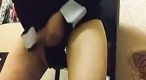 Latin Twink Crossdresser Rides His Toy