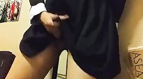 Latin Twink Crossdresser Rides His Toy