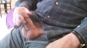 Big-Cock Daddy Strokes His Huge Meat Alone