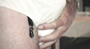 First Time with Pad in Panties - Vintage Amateur Crossdresser Fun!