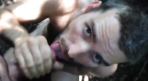 Big Cock Blowjob in the Woods with a Cum Facial