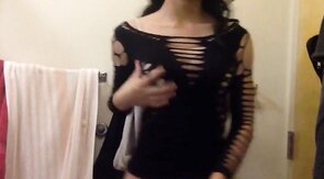 Asian Crossdresser Jacks Off Dancing