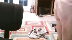 Fat Daddy Strips and Strokes on Webcam