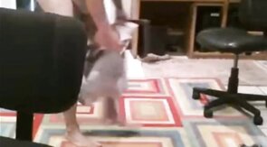 Fat Daddy Strips and Strokes on Webcam