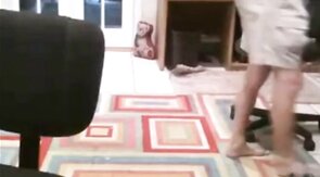 Fat Daddy Strips and Strokes on Webcam