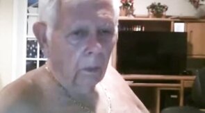 Fat Daddy Strips and Strokes on Webcam