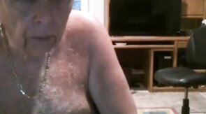 Fat Daddy Strips and Strokes on Webcam