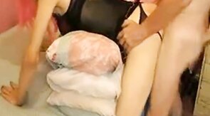 Pink-Haired Crossdresser Takes a Huge Cock Bareback