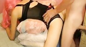 Pink-Haired Crossdresser Takes a Huge Cock Bareback