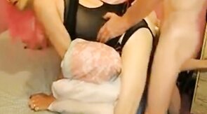 Pink-Haired Crossdresser Takes a Huge Cock Bareback