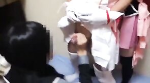 3 Japanese Crossdressers Jerk Off Together