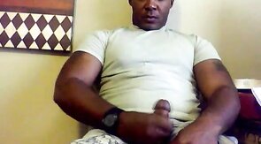 Black Military Man Jerks Off and Cums Solo