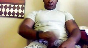 Black Military Man Jerks Off and Cums Solo