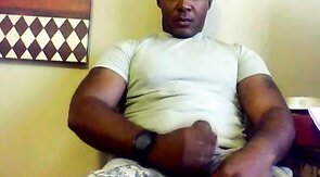 Black Military Man Jerks Off and Cums Solo