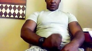 Black Military Man Jerks Off and Cums Solo