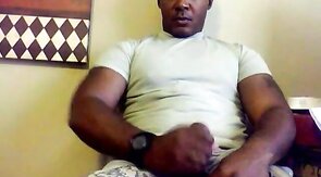 Black Military Man Jerks Off and Cums Solo