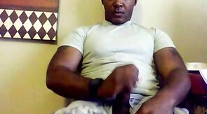 Black Military Man Jerks Off and Cums Solo