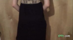 Twink Crossdresser Strips in Dress and Panties