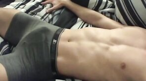 Muscular Hunk Cums in His Underwear Hands-Free