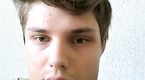 Cucumber anal play and masturbation with a twink.