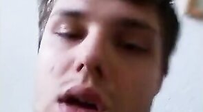 Cucumber anal play and masturbation with a twink.