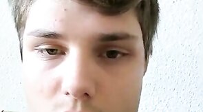 Cucumber anal play and masturbation with a twink.