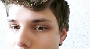 Cucumber anal play and masturbation with a twink.