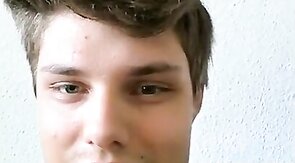 Cucumber anal play and masturbation with a twink.