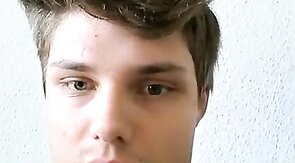 Cucumber anal play and masturbation with a twink.