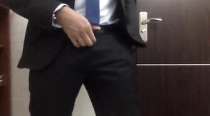 Big-Cock Daddy Strokes at the Office