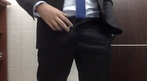 Big-Cock Daddy Strokes at the Office