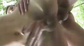 Bareback Amateur Twink Fuck in the Woods
