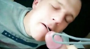 Twink Gets a Mouthful of Cum from Big Cock