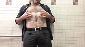 Hairy Daddy Strips and Jerks Off His Thick Shaft