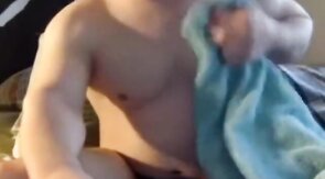 Big Dick Self Facial on Webcam for Big Little Dude