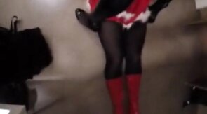 Crossdresser Trav Gives Blowjob and Gets Spanked