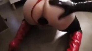 Crossdresser Trav Gives Blowjob and Gets Spanked