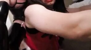 Crossdresser Trav Gives Blowjob and Gets Spanked