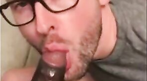 Black Guy Fucks White Guy's Mouth with Big Cock