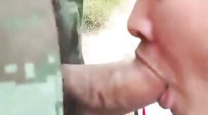 Outdoor Blowjob with Thai Man, Swallowing Cum
