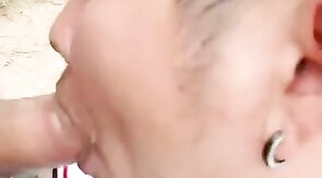 Outdoor Blowjob with Thai Man, Swallowing Cum