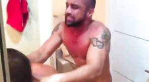 Bareback Bathroom Fuck with Amateur Hunk