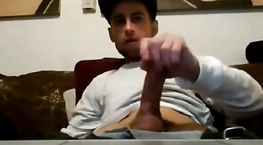 Ripped Stud Strokes His Big Cock to a Webcam Orgasm