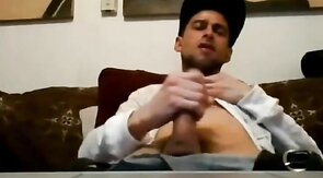Ripped Stud Strokes His Big Cock to a Webcam Orgasm