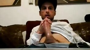 Ripped Stud Strokes His Big Cock to a Webcam Orgasm